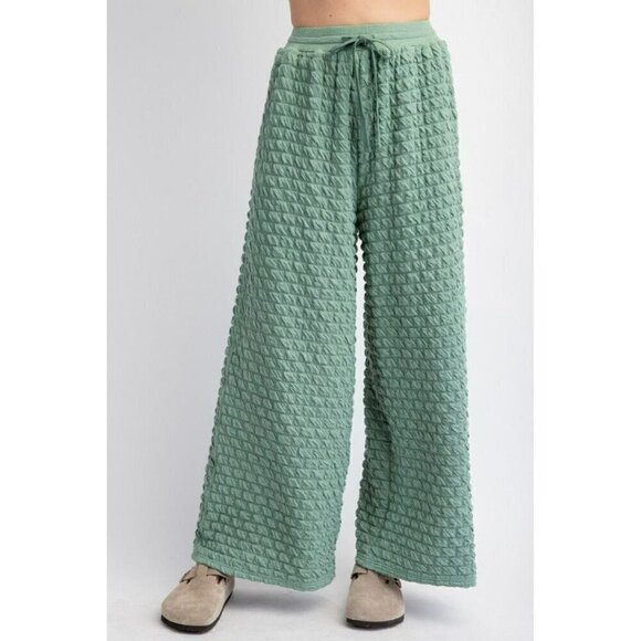easel Pants - Cloud Nine Pillow Puff Textured Hacci Lounge Pants in Sage Green